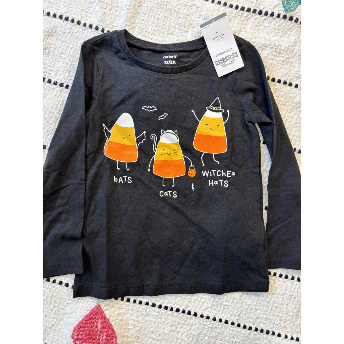 Carter's Toddler Long Sleeve Halloween Candy Corn Shirt 2t